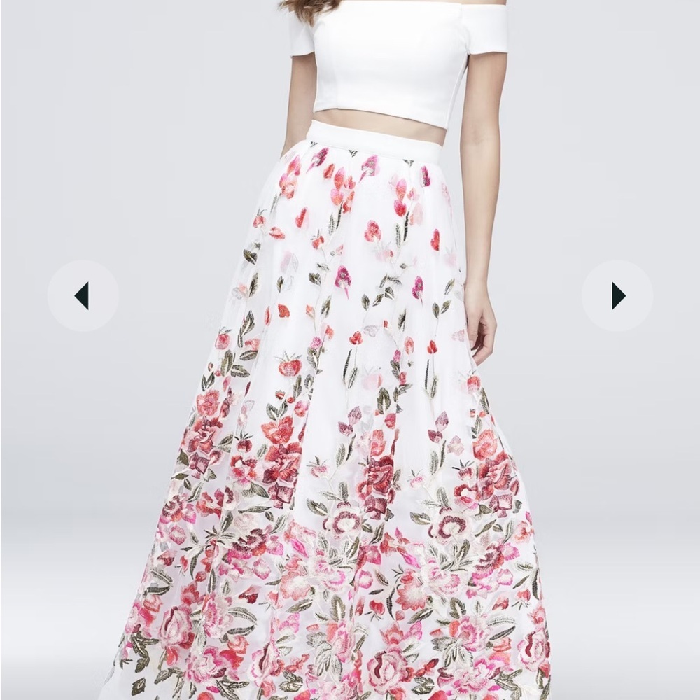 Trixi Embellished White and Pink A-Line Maxi Skirt SZ 7 NWOT
